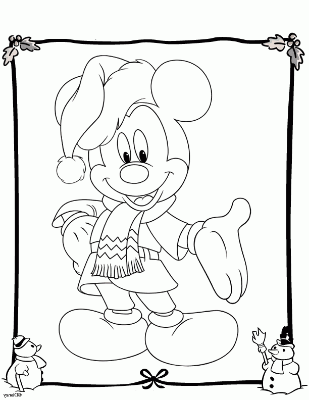 Myszka Miki w świątecznym stroju kolorowanka do druku